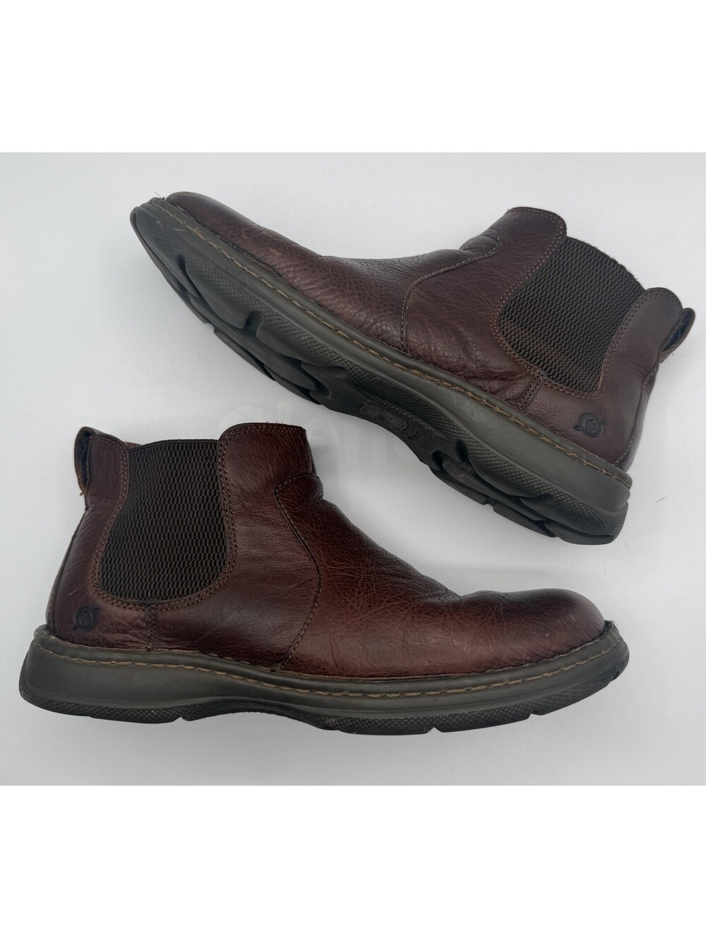 Born Men’s Hemlock Brown Leather Chelsea Boots 12 Ankle Pull On Comfort GUC